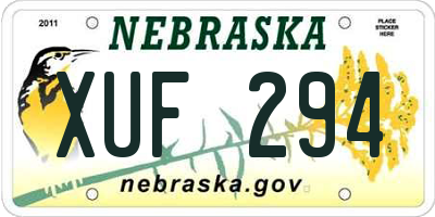 NE license plate XUF294