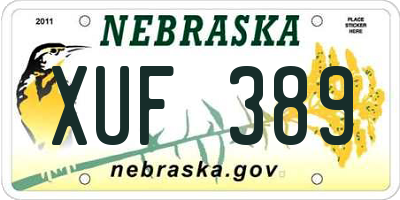 NE license plate XUF389