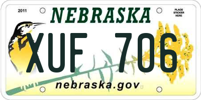 NE license plate XUF706