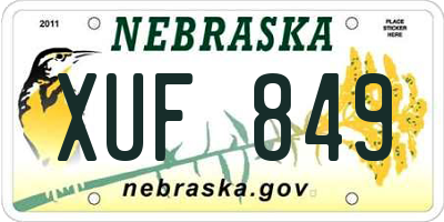 NE license plate XUF849