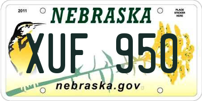 NE license plate XUF950