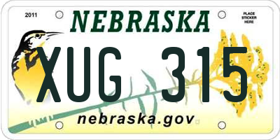 NE license plate XUG315