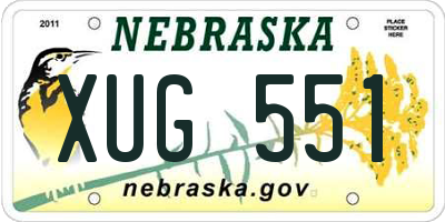 NE license plate XUG551