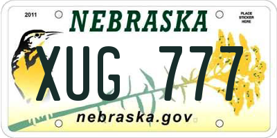 NE license plate XUG777