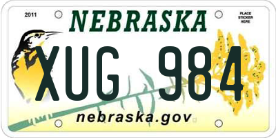 NE license plate XUG984