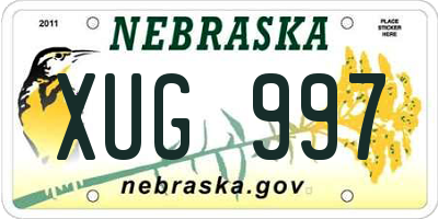 NE license plate XUG997