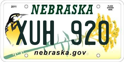 NE license plate XUH920
