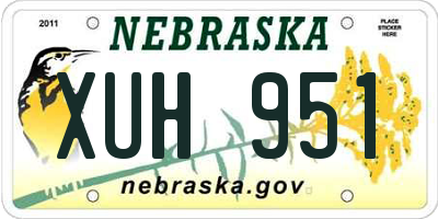 NE license plate XUH951