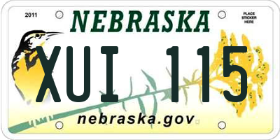 NE license plate XUI115
