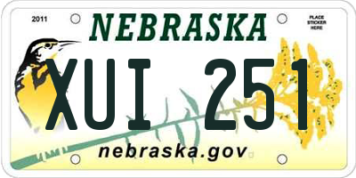 NE license plate XUI251