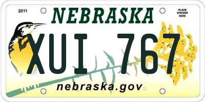 NE license plate XUI767