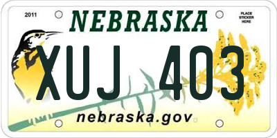 NE license plate XUJ403