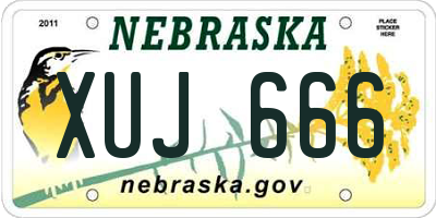 NE license plate XUJ666