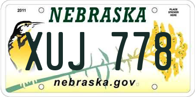 NE license plate XUJ778