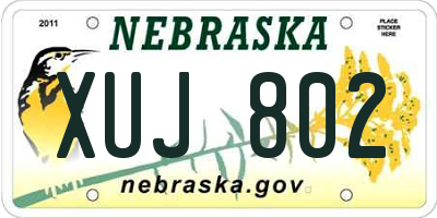 NE license plate XUJ802