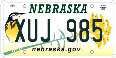 NE license plate XUJ985