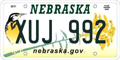 NE license plate XUJ992