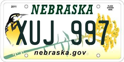 NE license plate XUJ997