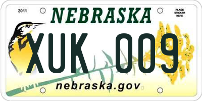 NE license plate XUK009