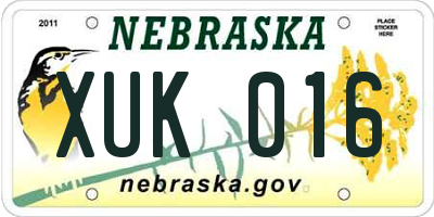 NE license plate XUK016