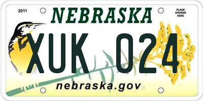 NE license plate XUK024