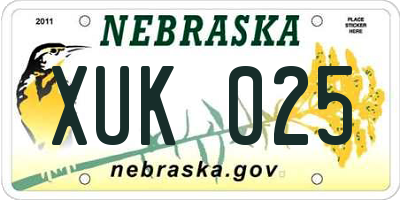 NE license plate XUK025