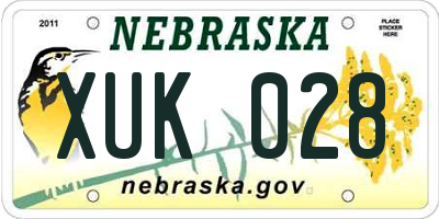NE license plate XUK028