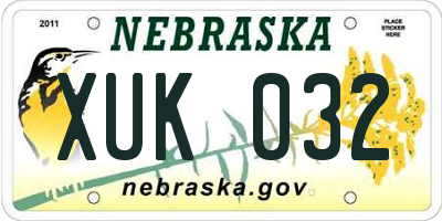 NE license plate XUK032