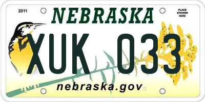 NE license plate XUK033