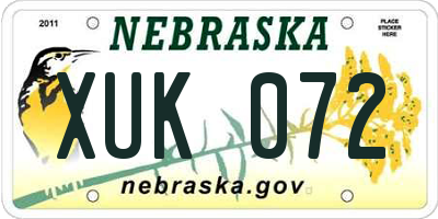 NE license plate XUK072