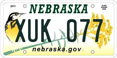 NE license plate XUK077