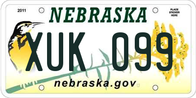NE license plate XUK099