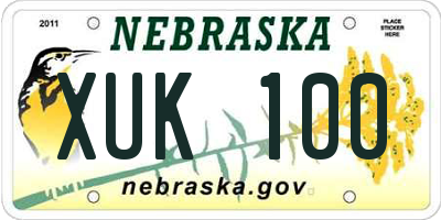NE license plate XUK100
