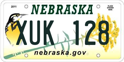NE license plate XUK128