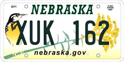 NE license plate XUK162