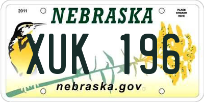NE license plate XUK196