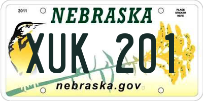 NE license plate XUK201