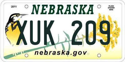 NE license plate XUK209
