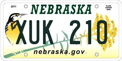 NE license plate XUK210