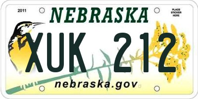NE license plate XUK212