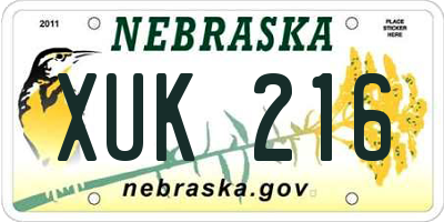 NE license plate XUK216
