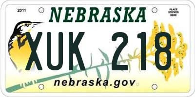 NE license plate XUK218