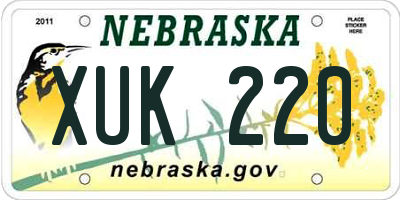NE license plate XUK220