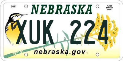NE license plate XUK224