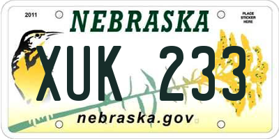 NE license plate XUK233