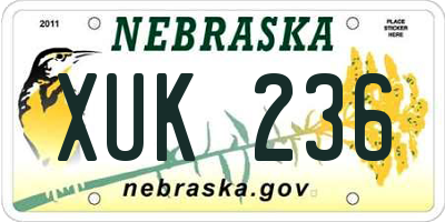 NE license plate XUK236