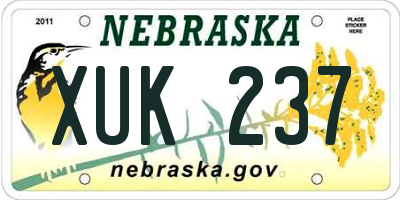 NE license plate XUK237