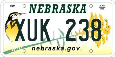 NE license plate XUK238