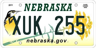 NE license plate XUK255