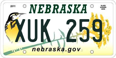 NE license plate XUK259